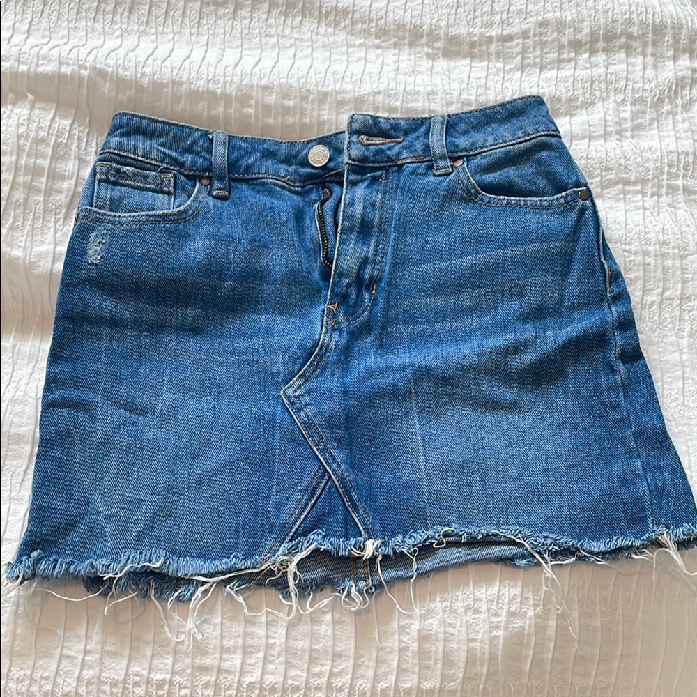 PacSun Blue and Gold Asymmetrical Mini Skirt
